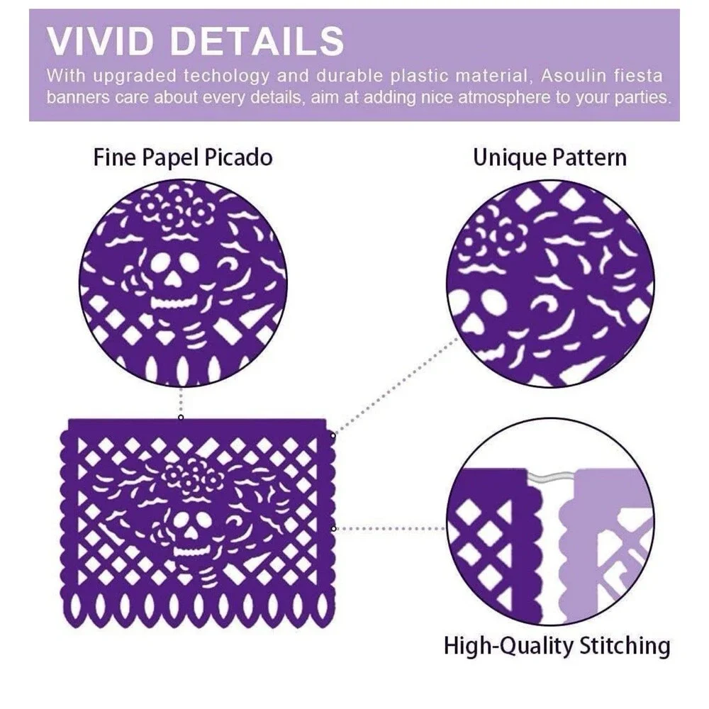 6 Pack Mexican Party Banners Papel Picado Mexicano para Fiesta Decorations 82...